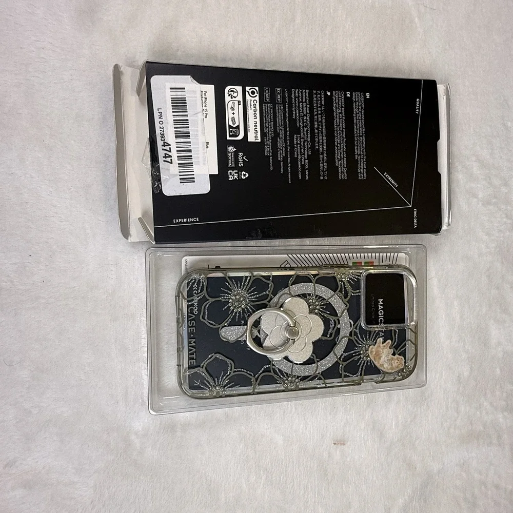 CASEKOO MagicStand Pro iPhone 15 Pro Case MagSafe Ring Stand Floral Clear‎